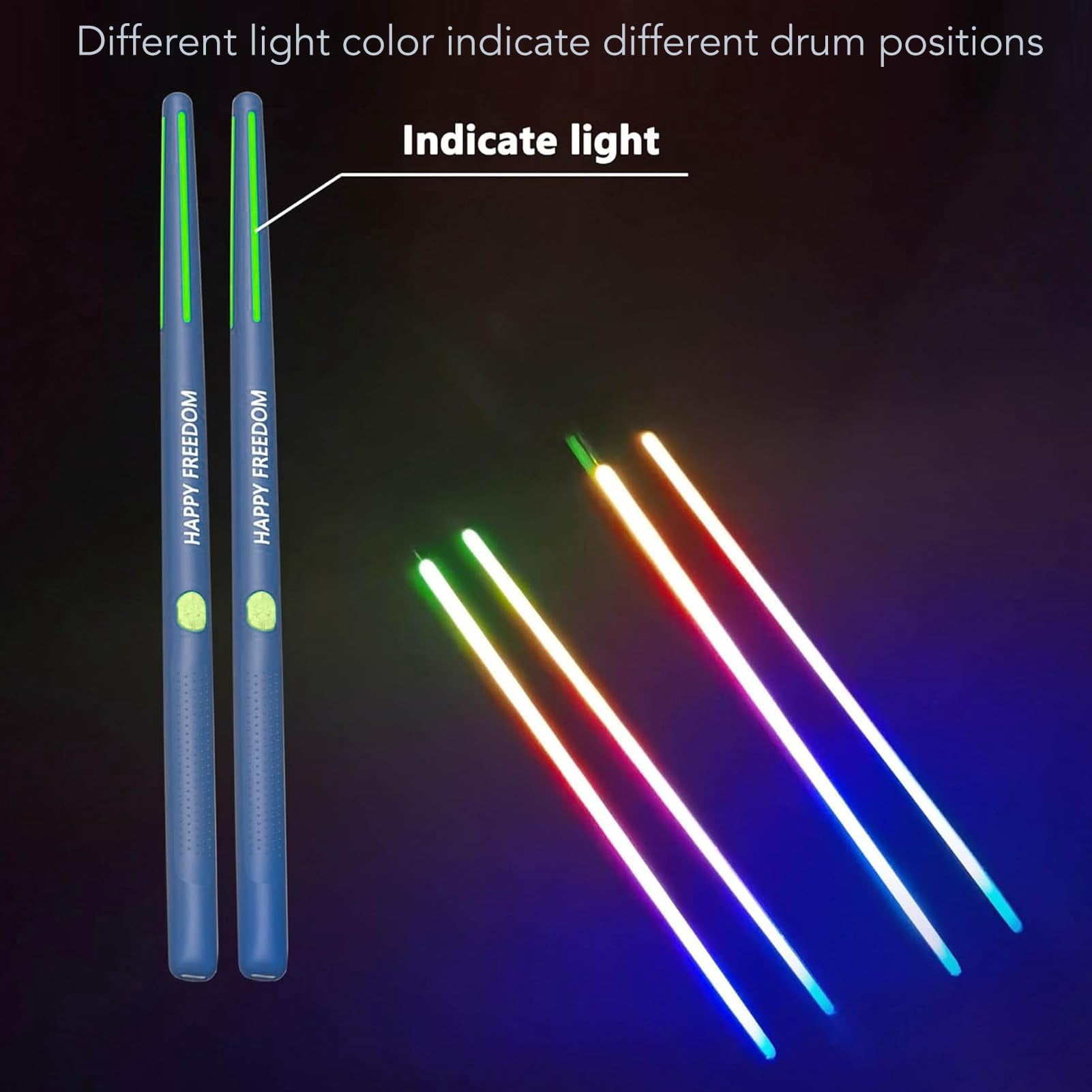 LCBarley Virtual Air Drum Set Bluetooth RGB Electric Air Drum Sticks with 8 Sound 3D Motion Sensing, Portable Rechargeable Drumsticks for Beginners Kids Adults (Blue)
