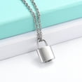 thumbnail image 3 of Personlized Padlock Necklace Stainless Steel Lock Chain for Men Women Cremation Jewelry for Ashes Urn Necklace Keepsake Memorial Punk Lock Pendant Ashes Holder, 3 of 7
