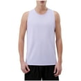 thumbnail image 2 of Camiseta de tirantes de cuello redondo para hombre, color liso, para deportes al aire libre, fitness, tiras finas, transpirable, de poliéster., 2 of 9
