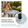thumbnail image 4 of Round Outdoor Tablecloth with Umbrella Hole and Zipper, Blue Coastal Jellyfish Tablecloth with Elastic Waterproof, Ocean Beach Eucalyptus Leaves Coral Patio Table Covers for 36" - 44" Pool Tables, 4 of 9