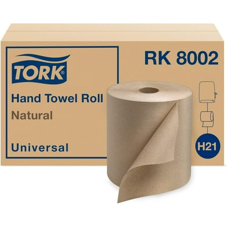 LZQP Natural Paper Hand Towel Roll H21 100% Recycled Fiber, Universal Fit 6 Rolls x 800 Ft (RK8002)