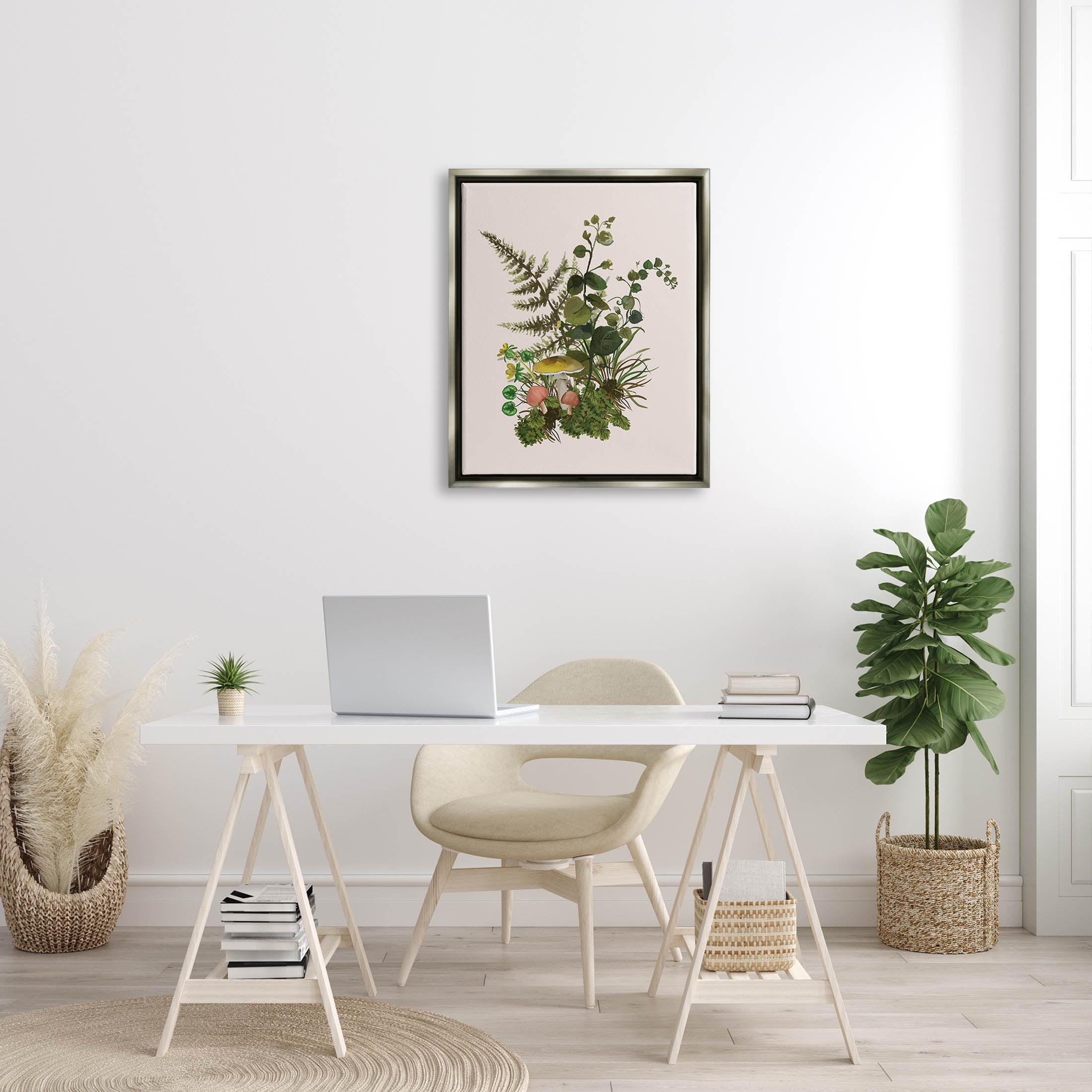 Botanical Nature Mushroom Sprigs Botanical & Floral Graphic Art Luster Gray Framed Art Print Wall Art