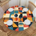 thumbnail image 2 of Colorful Geometry Round Fitted Tablecloths Table Covers Wipeable Waterproof Elastic for Kitchen Dinning Parties Wedding Picnic Medium Fits 45-50 Inch Table Size, 2 of 5
