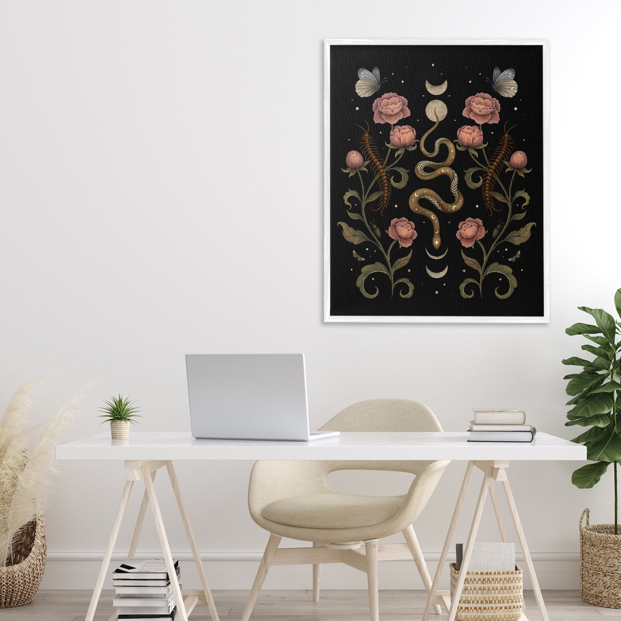 Stupell Industries Serpentine Garden Symmetry White Framed Giclee Art, design by Episodic Drawings