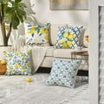 thumbnail image 2 of Lemon Summer Throw Pillow Covers, 18 x 18 Inch Bule Diamond Check Bamboo Summer Cushion Case for Sofa Couch Set of 4, 2 of 6