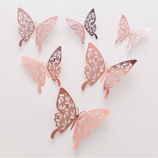 Pegatinas de pared con simulación de mariposa en estéreo 3D, decoración de pared para sala de estar, pegatinas huecas, diseño de festival, pegatinas creativas de dibujos animados