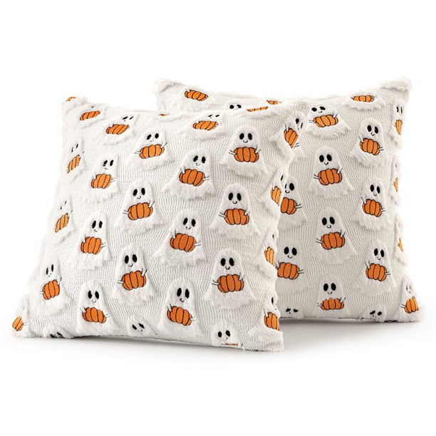 Cubierta Cojín Almohada 2 Piezas Halloween 18x18 Pulgadas Tiros (color Fantasma)