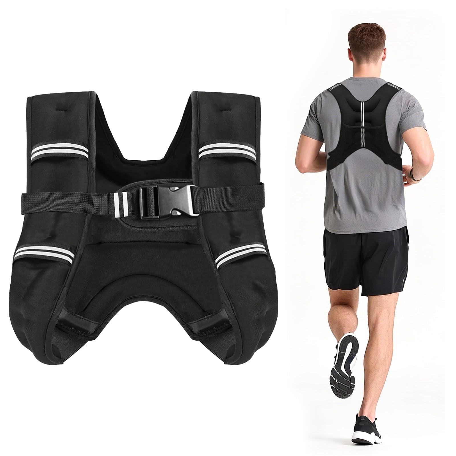 Black 6lb Weighted Vest for Workout Strength Running Fitness