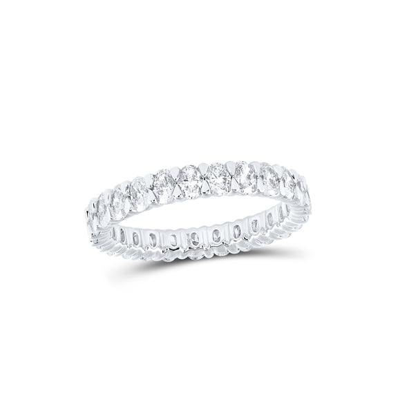 14kt White Gold Womens Oval Diamond Eternity Wedding Band 2 Cttw