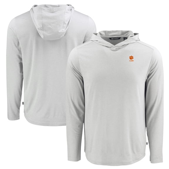 Men's Cutter & Buck Gray Clemson Tigers Coastline Epic Comfort Eco Recycled Long Sleeve Hoodie T-Shirt