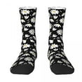 thumbnail image 3 of Ditsy Floral Socks White Flowers Print Trendy Stockings Women Men Soft Breathable Outdoor, 3 of 7