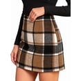 thumbnail image 2 of Women's Plaid Pencil Mini Skirt, High Waisted Bodycon Above Knee Skirt with Side Zipper for Fall Winter, 2 of 5