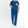 thumbnail image 6 of Brnmxoke Scrubs for Men Set V-Neck Scrub Top & Yoga Jogger Pant Pocket Solid Nursing Clearance Sets Home Attendant Nurse Uniforms, 6 of 9