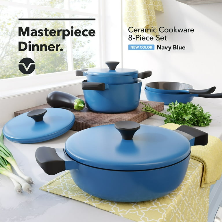 Vremi 8 Piece Ceramic Nonstick Cookware Set Induction Stovetop