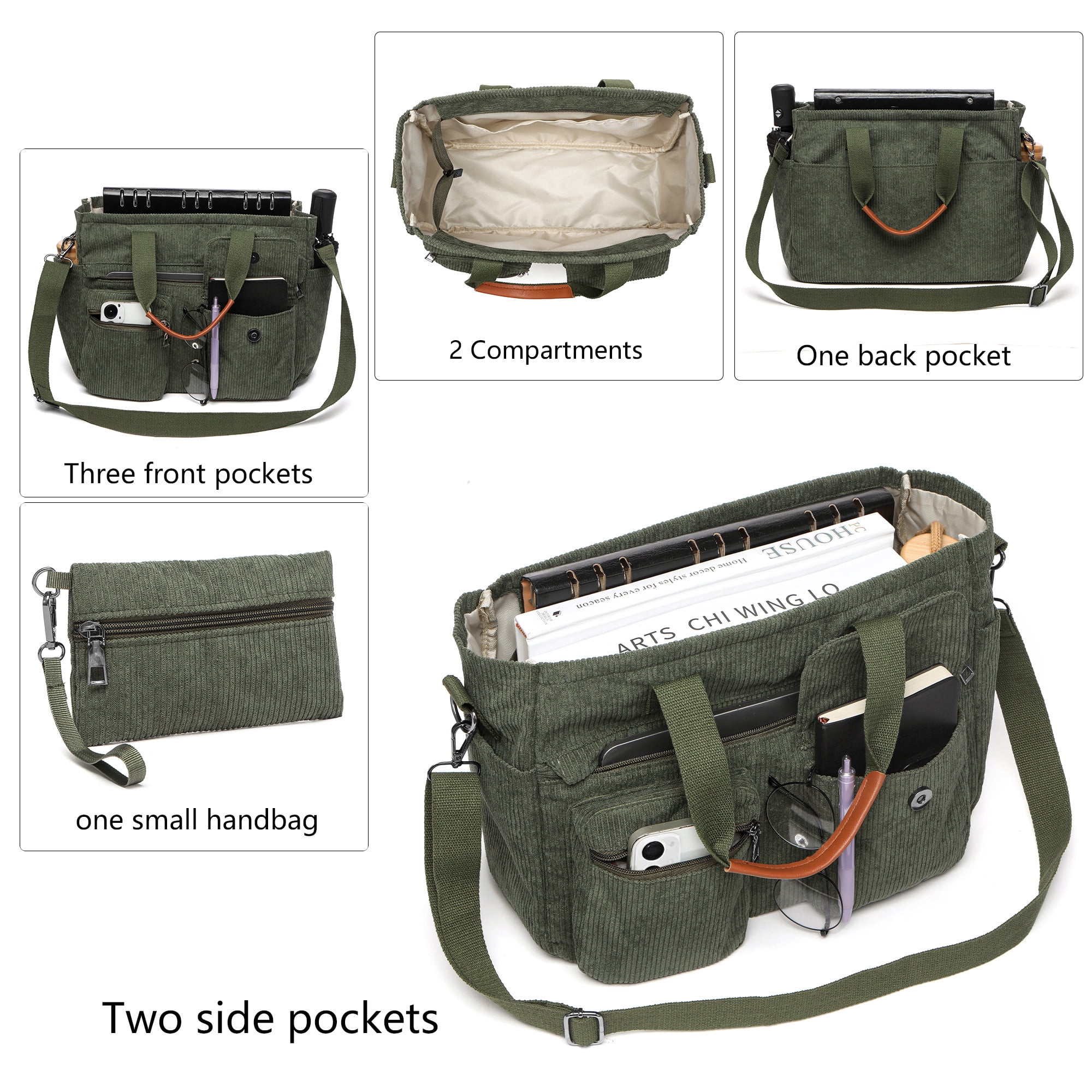 2-Piece Women's Corduroy Bag Set: Stylish Laptop Tote + Multi-Functional Crossbody Bag – Large-Capacity Work/Travel/Gym Bag