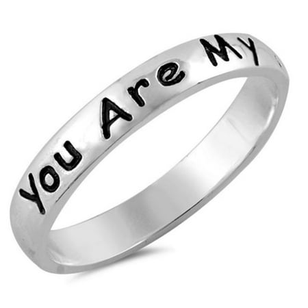 Women's Sterling Silver 3mm You Are My Sunshine Engraved Band Engagement