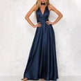 thumbnail image 4 of Women Elegant Satin V-neck Evening Multi Way Wrap Ball Gown Formal Maxi Dress, 4 of 11