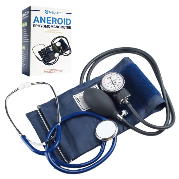 LotFancy Manual Blood Pressure Cuff and Stethoscope Kit with D-Ring, BP Cuff Standard Adult 10"-16"