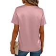 thumbnail image 4 of Paiwinds Women's V-Neck Short Sleeve Satin Blouse Business Casual Wear Soft Polyester Work T-Shirt Top, 4 of 9