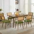 thumbnail image 4 of Rattan Dining Chairs Set of 2, Kitchen Chairs with Woven Cane Back & Wooden Legs, Velvet Upholstered Armless Dining Room Seat for Kitchen, Restaurant, Green, 4 of 9