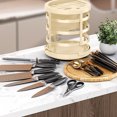 thumbnail image 7 of ZZkhGO 360° Rotation Knife Block, Stainless Steel Knife Organizer, Hollow Ventilation Cutlery Storage with Water Tray, 7 of 7