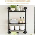 thumbnail image 2 of Bathroom Shelves Wall Mounted, 3 Tier Towel Racks with Towel Bar, 26in Stainless Steel Floating Pipe Shelves Over Toilet, Wall Shelves for Bathroom Laundry Room Kitchen Storage, 2 of 8