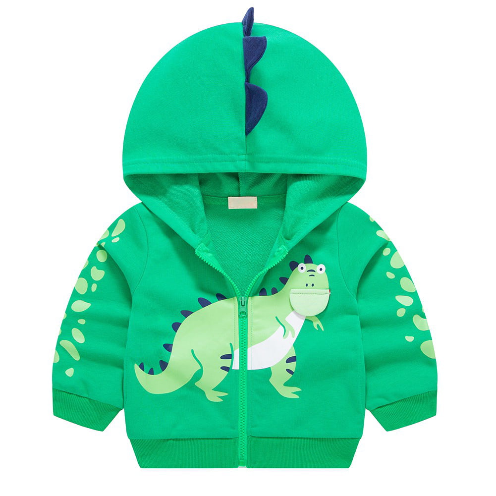 Little Boys Dinosaur Hoodies Cotton Zipper Jackets Kids Sport Spring Sweatshirts for Toddler Boy Clothes 1-6 T