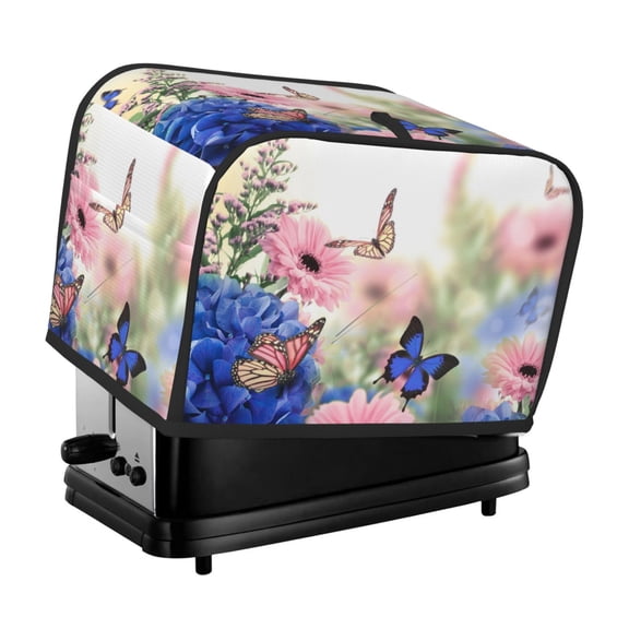 Rateoe Butterfly And Flowers Pattern Toaster Covers 2 Slice Wide Slot,Bread Machine Cover,Bread Dust Cover & Fingerprint Protection,Appliance Covers