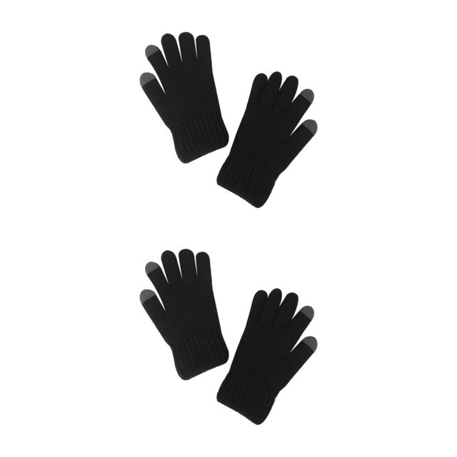 Minnieouse Guantes de punto gruesos para hombre, calentadores de manos deportivos, guantes de invierno con pantalla táctil de punto, accesorios para Negro 2piezas Minnieouse CBP468502
