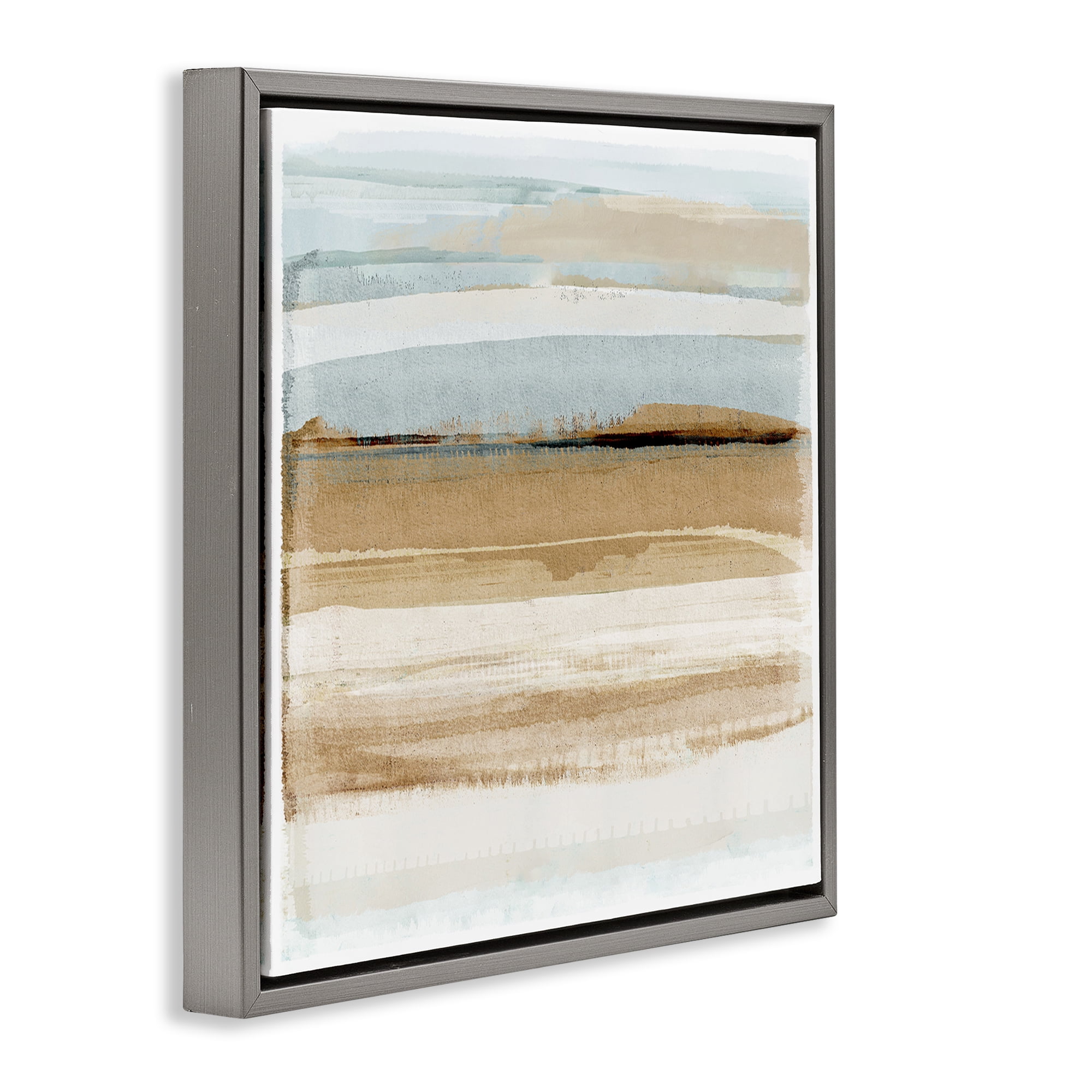 Stupell Industries Winter Sands Abstraction Abstract Painting Gray Floater Framed Canvas Art Print Wall Art, 18 x 18
