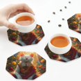 thumbnail image 6 of Bingfone Vintage Sunshine Flower Meditating Cat Leather Drinks Coasters with Set of 6,Suitable for Home Kitchen,Coffee Cup Coasters Home Gift, 6 of 7