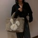 thumbnail image 3 of Bolsa De Felpa Bolso de mano de felpa de invierno lindo conejito para mujeres y niñas (caqui), 3 of 6