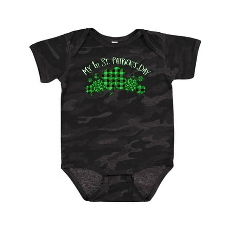 

Inktastic My 1st St. Patrick s Day with Plaid Shamrocks Gift Baby Boy or Baby Girl Bodysuit