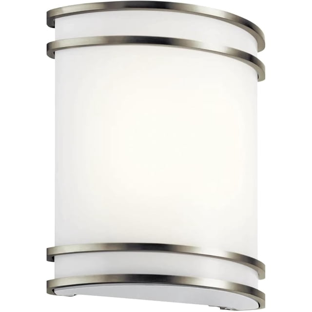 Strak LED Wall Sconce Modern Brushed Nickel Dimmable 1 Light Glass Shade