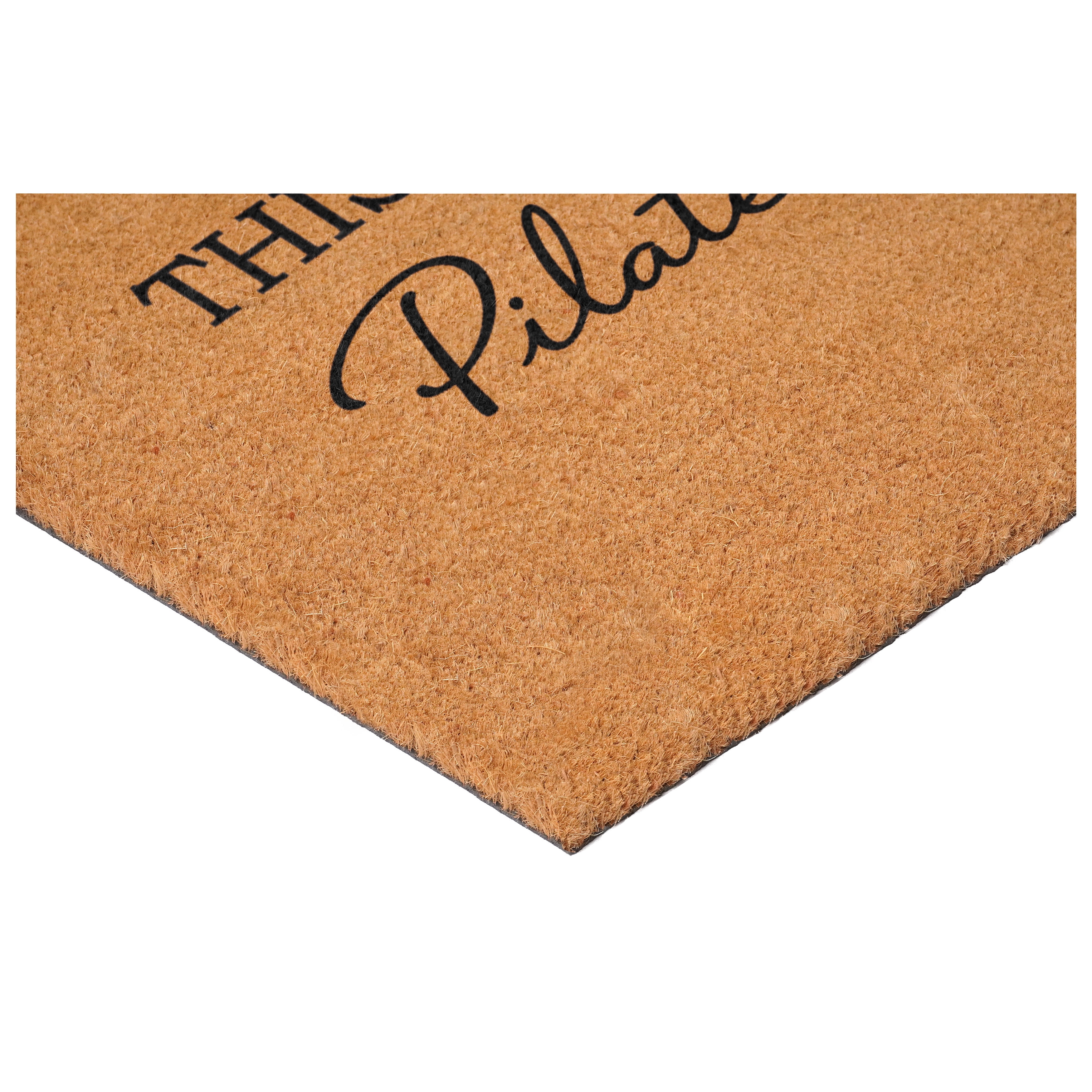 This House Runs on Pilates & Matcha Non Slip Vinyl Backing, Front Door Mat, 24"x36"