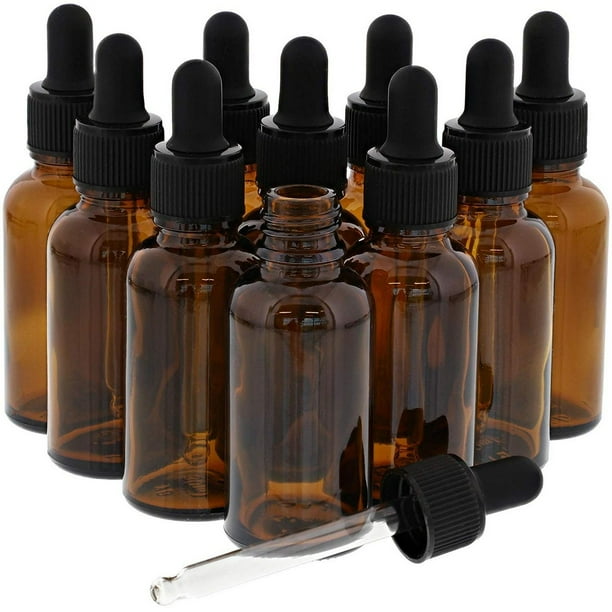 Amber Glass Eye Dropper Bottles (14 Pack), 1 Ounce