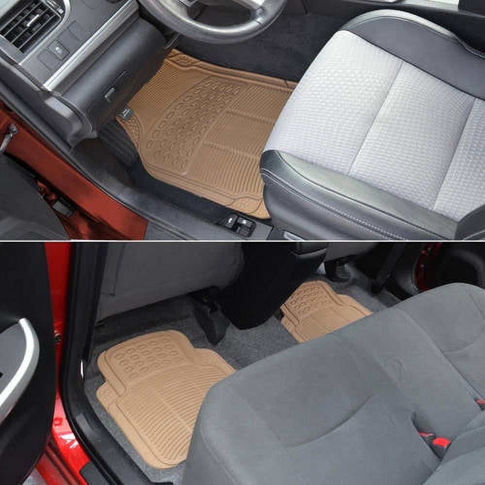 BDK 3 Row Car Floor Mats for SUV and Van, Heavy Duty Rubber Mats and Liner, Black Beige Gray