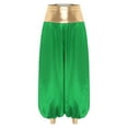 thumbnail image 3 of renvena High Waist Silky Satin Arabian Harem Pants for Women for Rave Halloween Cosplay Dancewear Green 3XL, 3 of 7