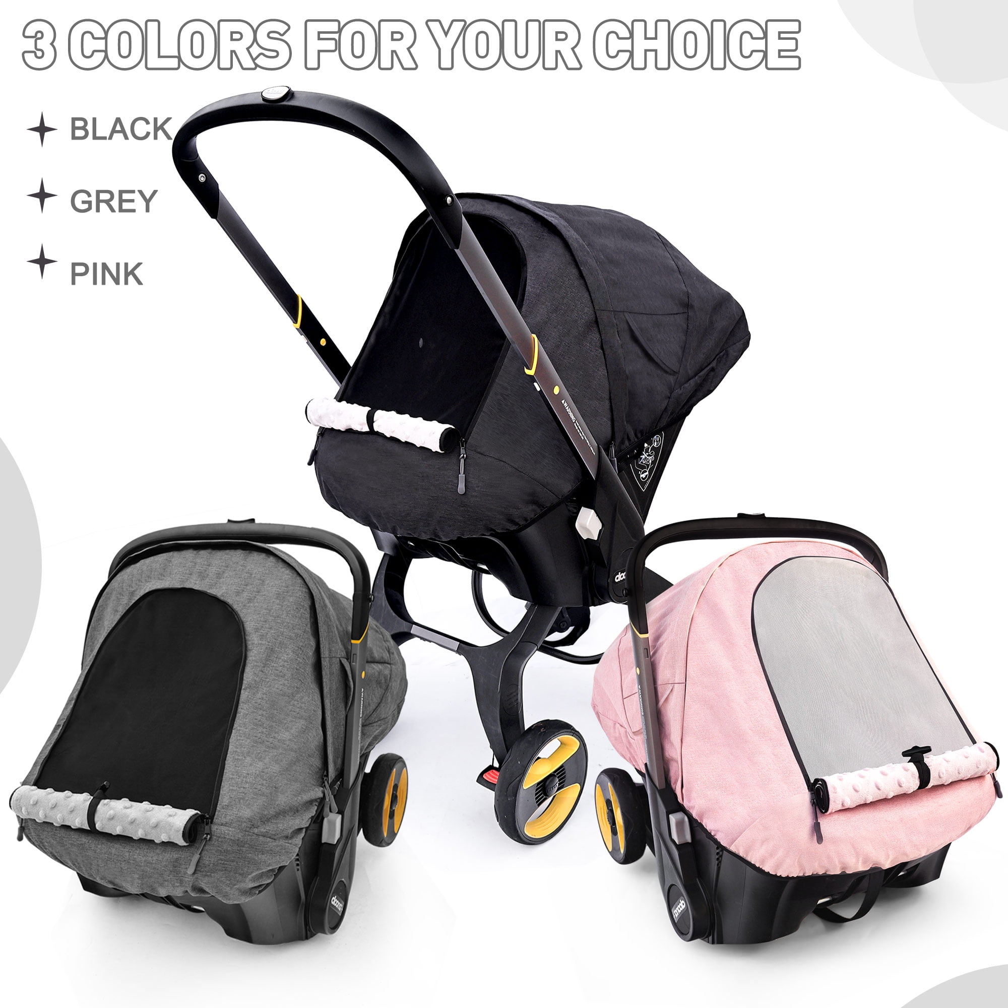 Waterproof Baby Car Seat Cover Compatible with Doona Car Seat and Stroller,Patented Windproof Car Seat Canopy for Boys & Girls, Keeps Babies Warm and Cozy(Black)