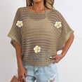thumbnail image 6 of Taylonsss Womens Crochet Tops Flower Hollow Out Cover Up Short Sleeve Knit Pullover Sweater Summer Beach Cover Up, 6 of 7
