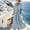 *Blue, variant on ClodeEU Women's Summer Boho V Neck Cotton Tunic Dress ,Casual Loose Short Sleeve Midi Long Beach Dress White,Womens Plus S