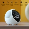 thumbnail image 2 of LED Réveil Numérique Expression Faciale Mignon Réveil Horloge de Bureau Rechargeable avec 1500mAh Luminosité de la Batterie Réglable Table de Chevet Décoration de Table pour Chambre à Coucher (Blanc), 2 of 10