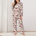 thumbnail image 2 of Fotbe Mushroom Pattern Long Sleeve Pajama Set for Women,Sleepwear Set,2-piece Loungewear Set,Soft PJs Comfy Nightwear with Pockets -Medium, 2 of 7