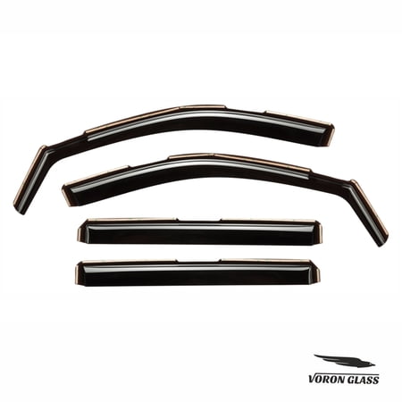 Voron Glass in-Channel Extra Durable Rain Guards for Trucks Chevrolet (Chevy) Silverado/GMC Sierra 1500 2019-2024 Crew Cab, Window Deflectors, Vent Window Visors, 4 pcs. - 220089