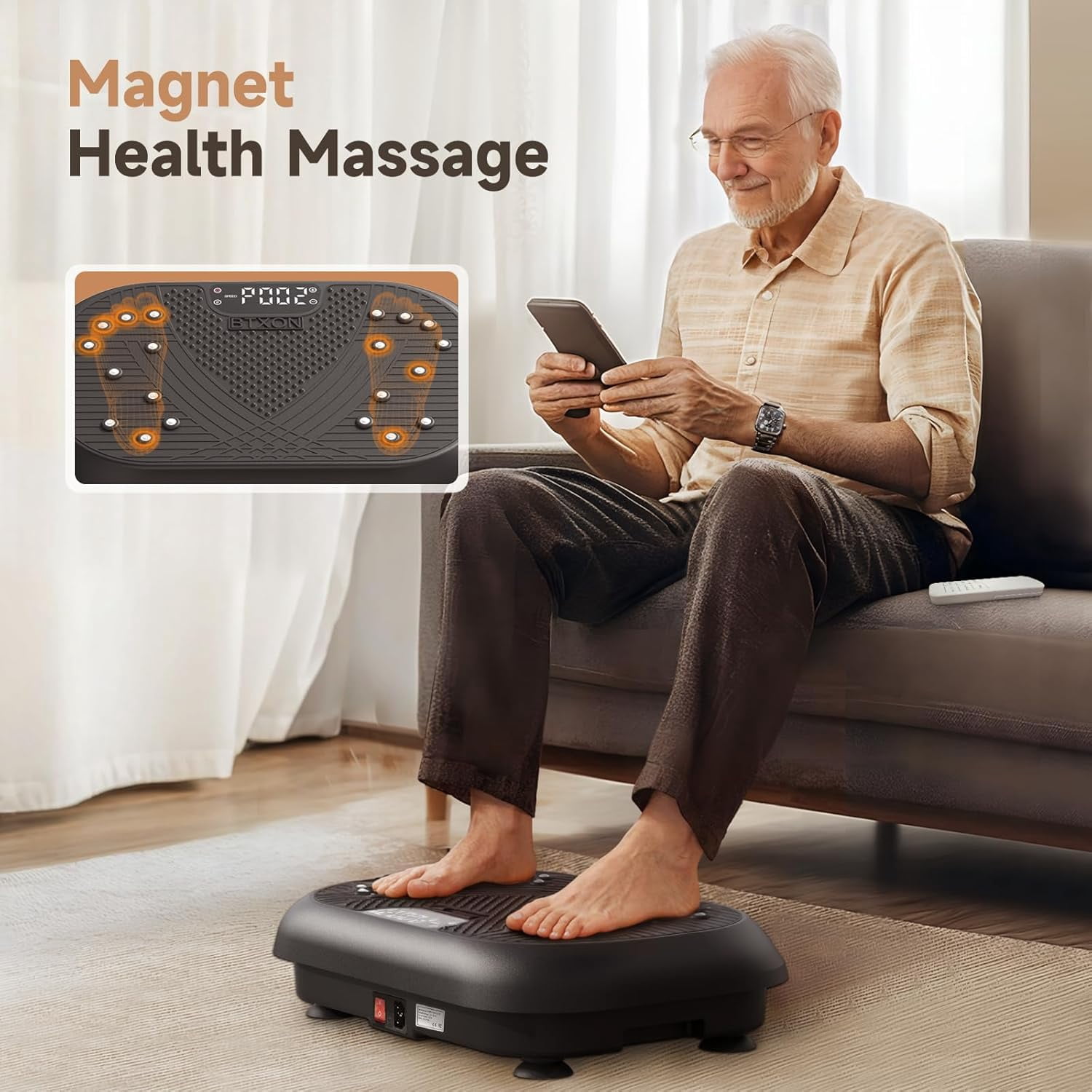Vibration Plate Exercise Machine for Whole Body Workout, Lymphatic Drainage & Muscle Stimulation Platform with 20 Speed Levels