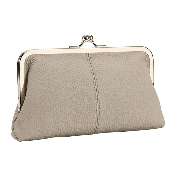 Carteras para Mujeres Bolsa de Clip de Cuero Pecho Frontal Portátil Largo Bolsa de Almacenamiento de Oro Bolsa de Mujer de Gran Capacidad Bolsas para Mujeres