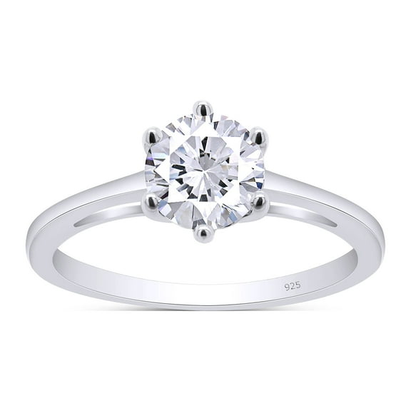 AFFY 1 Carat 6.5MM Moissanite Diamond Solitaire Engagement Ring for Women 14K White Gold over Silver-4