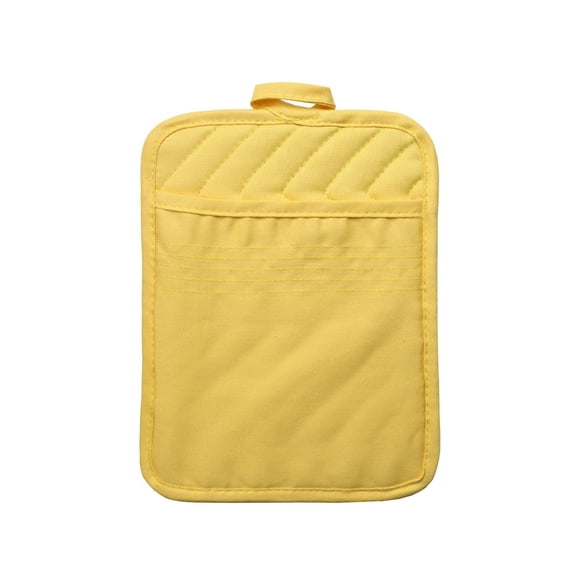 Cotton Pocket Oven Mitt for Heat Protection, Quilted Pot Holder for Kitchen Baking, Microwave Safe Hand Pad with Hanging Loop, Durable Heat Resistant Oven Glove for Cooking (1Pcs) Yellow