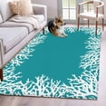 thumbnail image 2 of Aqua Coastal Coral Area Rug 3x5 FT, Non Slip Entryway Bedside Carpet, White Ocean Marine Sea Nautical Beach Washable Soft Floor Carpet Indoor Mat Non-Shedding Throw Rug for Dorm Kitchen Home Office, 2 of 9