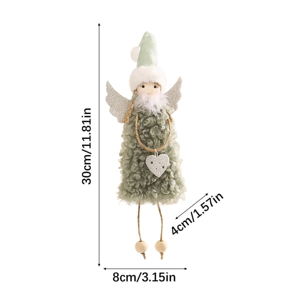 Colgante decorativo de árbol de Navidad con alas de cordero y forro polar, sombrero largo para niña, mini colgante